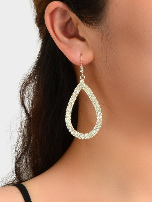 Shinning Full Rhinestone Water Drop Earrings Luxury Wedding Birdal Prom Jewelry