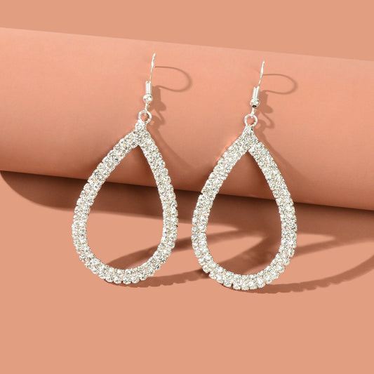 Shinning Full Rhinestone Water Drop Earrings Luxury Wedding Birdal Prom Jewelry